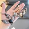 Retro Eagle Wings Cat's Eye Stone Keychain Pendant