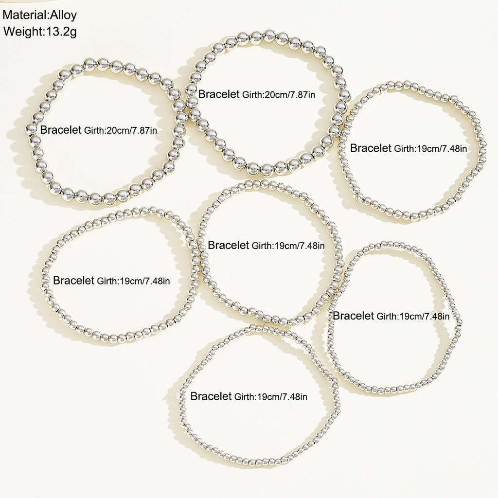 7-teiliges Wasserdichtes Langlebiges Perlen-Stretch-Armband-Set für Damen Westlich Minimalistisch Elastische Armbänder Täglicher Lässiger Modeschmuck Geschenk