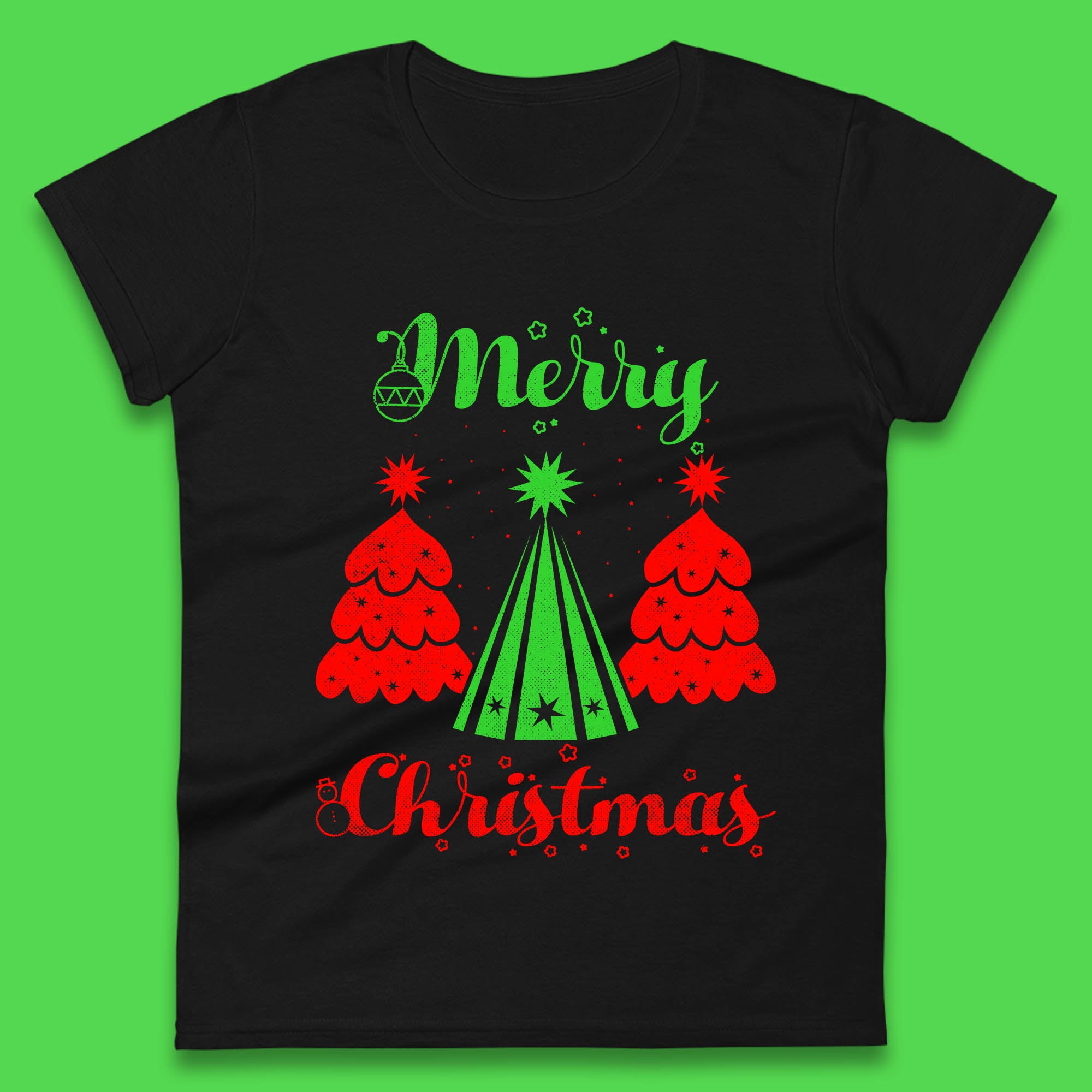 Merry Christmas Tree Womens T Shirt Mens Tops Tees Unisex Christmas Top L