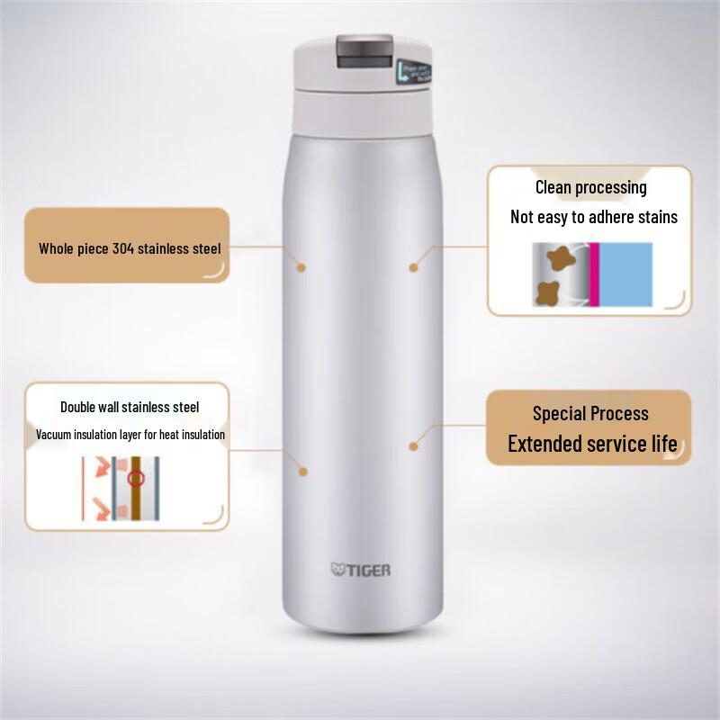 Tiger MCX-A601 Flip-Lid Stainless Steel Vacuum Water Bottle 600ml