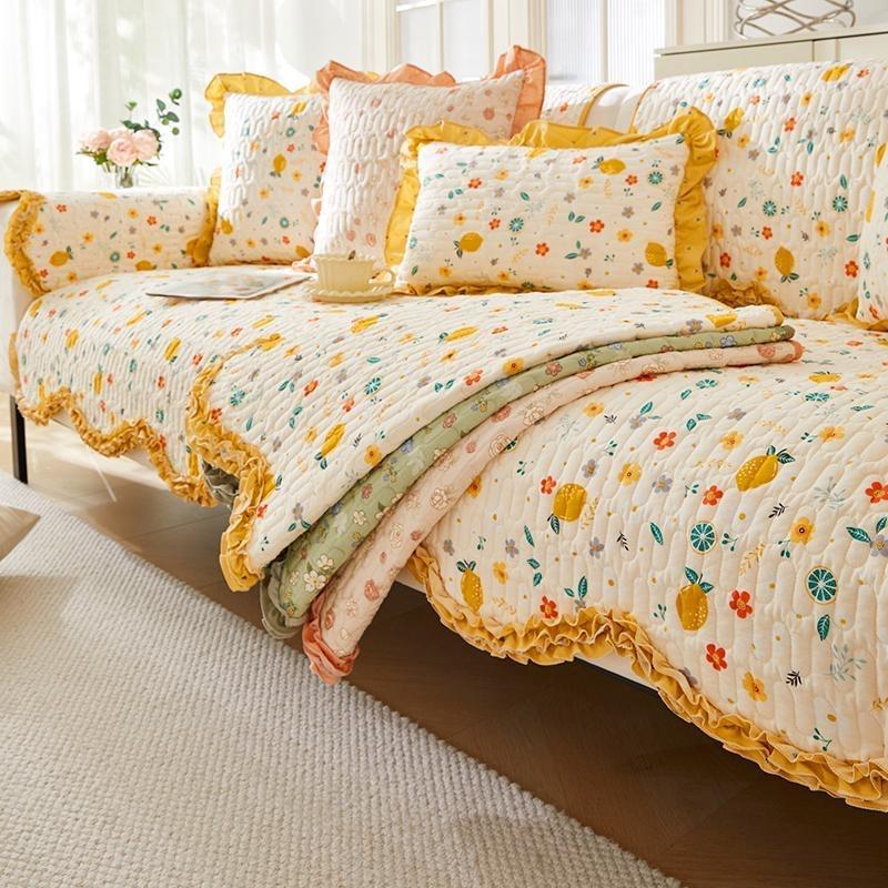Simple Light Luxury Sofa Cushion Four Seasons Pure Cotton Fabric Non-Slip Cotton Seat Cushion Universal Modern Sofa Cover Cloth Towel