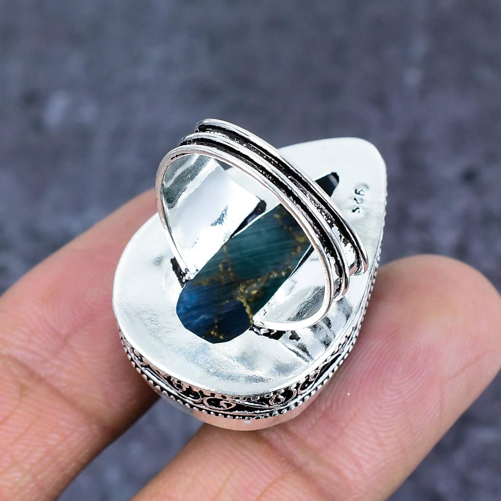 Natural Copper Blue Turquoise 925 Sterling Silver Jewelry Ring Size 9.5 ET-4804