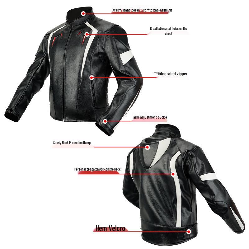Herren Schutz PU-Leder Winddichte Motorrad Rennjacke - Warm, Sturzsicher, Offroad Ausrüstung