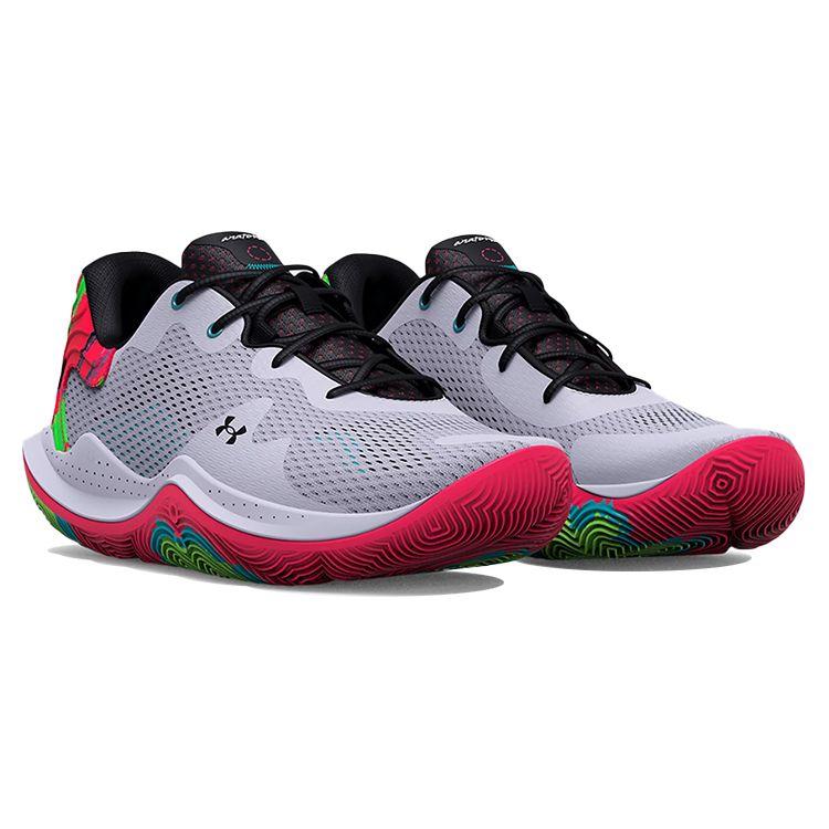 Under Armour Spawn 4 Printed Low Basketball Shoes Men Sneakers Gray 3025345-103