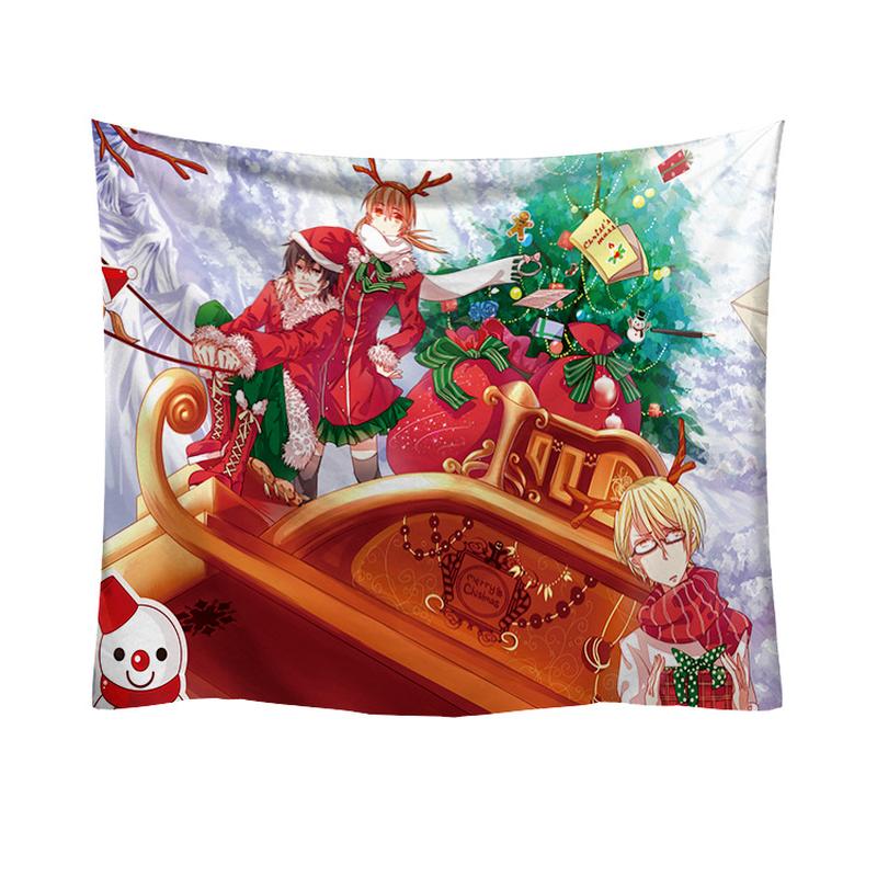 Heimdekoration, Cartoon-Mädchen, Weihnachtsserie, Wandteppich, Druck, Wandverkleidung, Raumwand, Hintergrund, Wandverkleidung, 230 x 180 cm, Tapiz