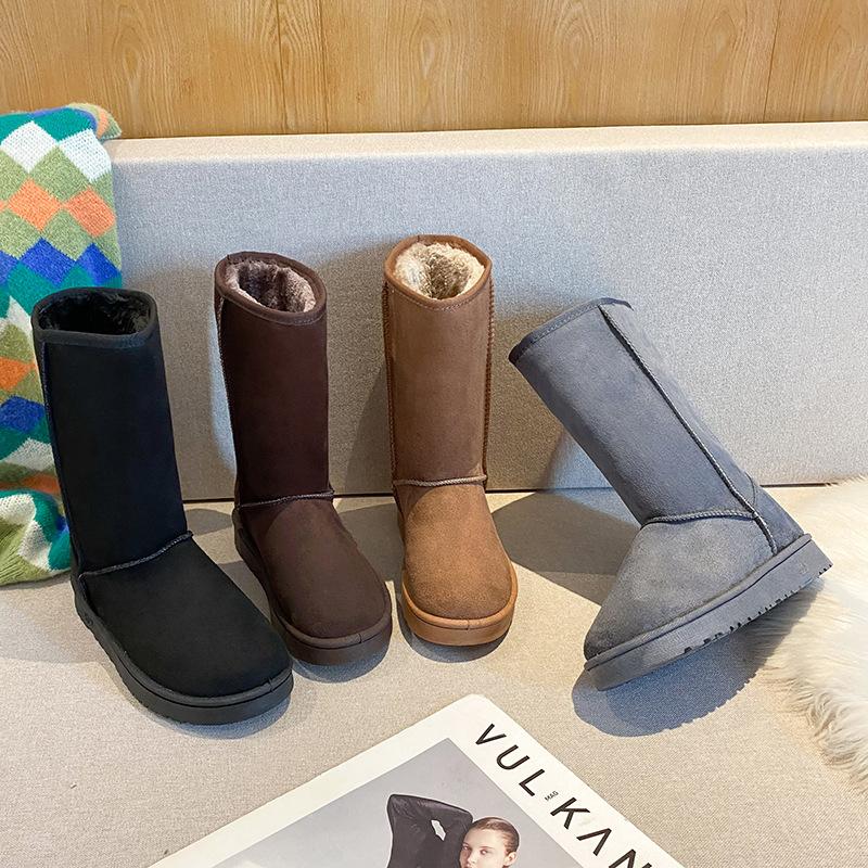 Snow boots women's centimeter high winter medium and high tube warm thickened bottom velvet cotton boots snow warm