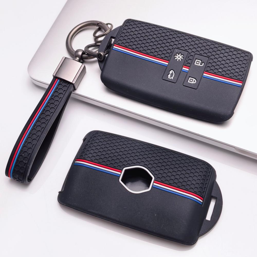 Silicone Car Key Fob Cover Compatible with Renault Koleos Kadjar Megane Talisman Captur Espace Arkana Scenic Smart Key Protective Case with Matching