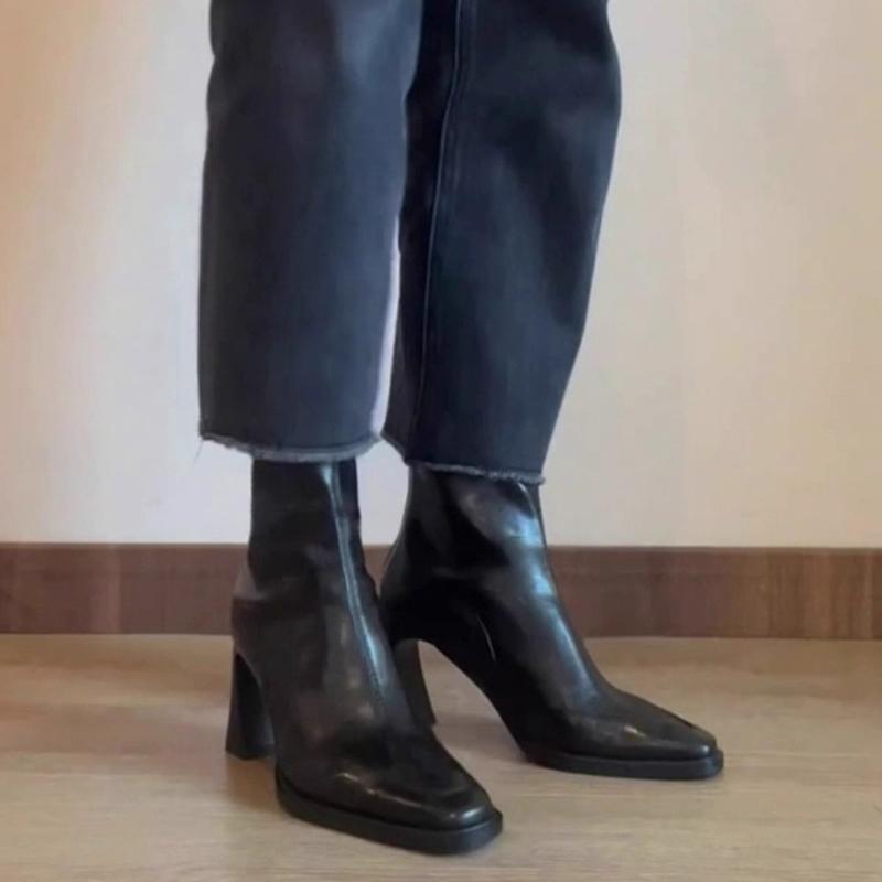 2025 New Casual and Comfortable Women Short Ankle Boots Elegant High Heels Shoes Winter Pumps Goth Designer Fad Chunky Boots