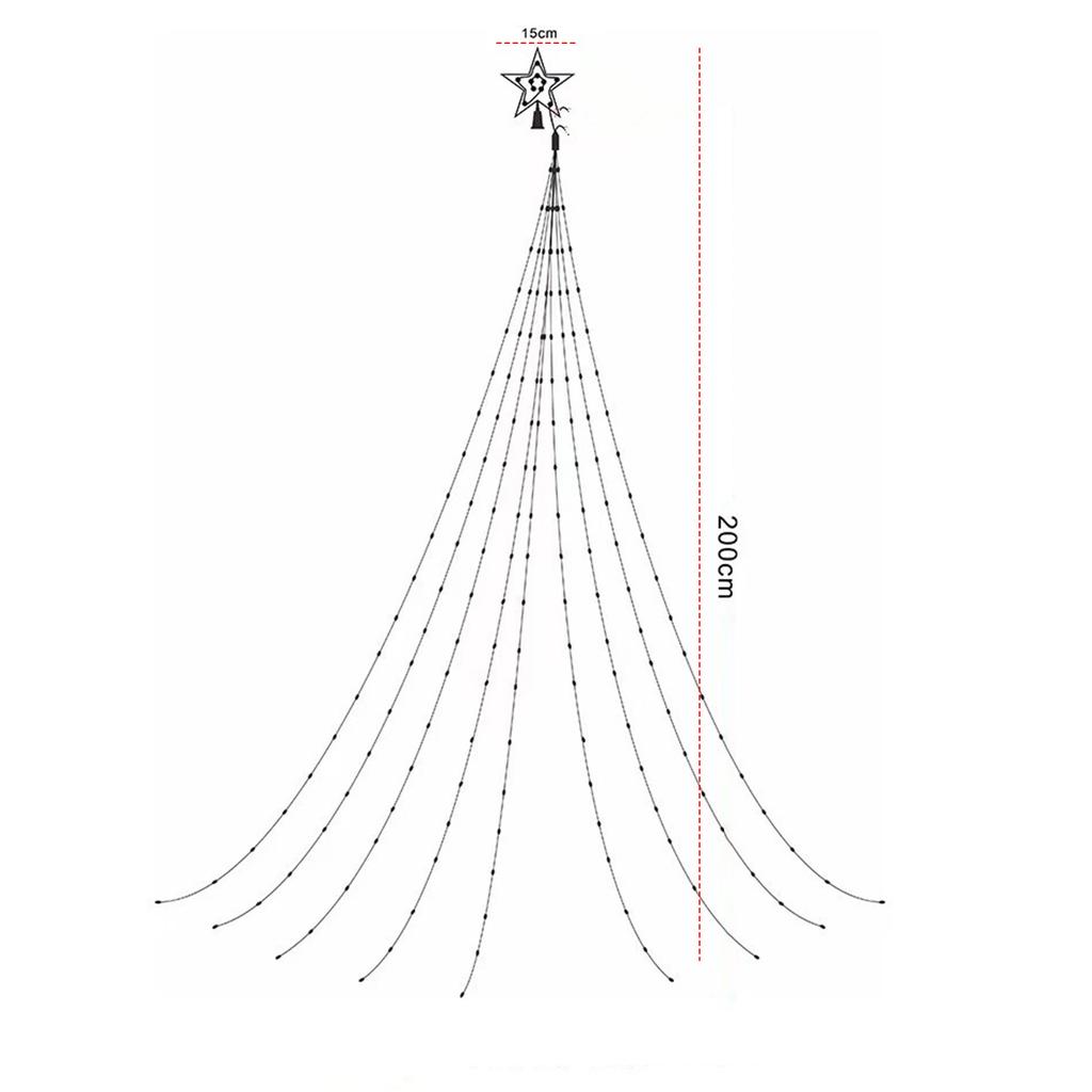 LED Waterfall Tree Lights with Topper Star Waterfall Christmas Tree Light Star String Lights for Holiday Decor