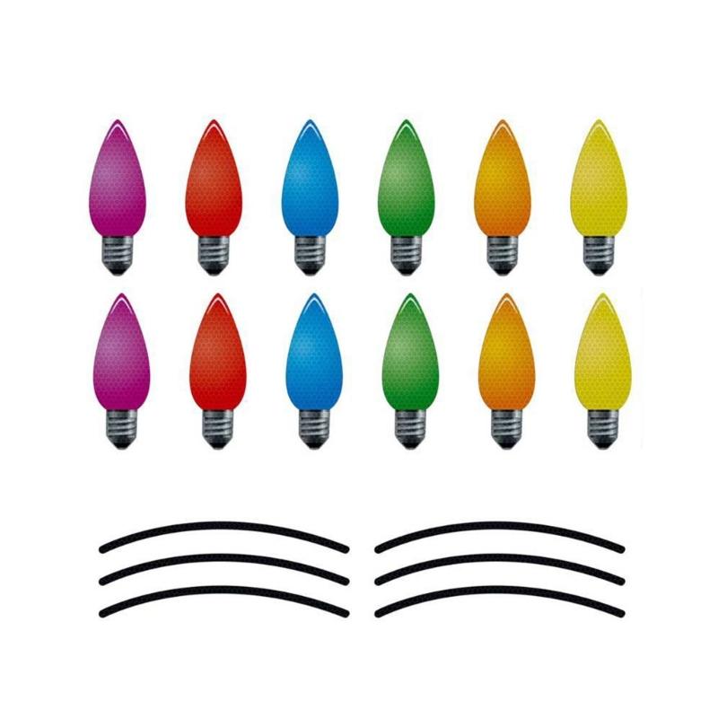 Christmas Light Bulb Line Stickers Magnetic Reflective XmasLights Bulb Sticker