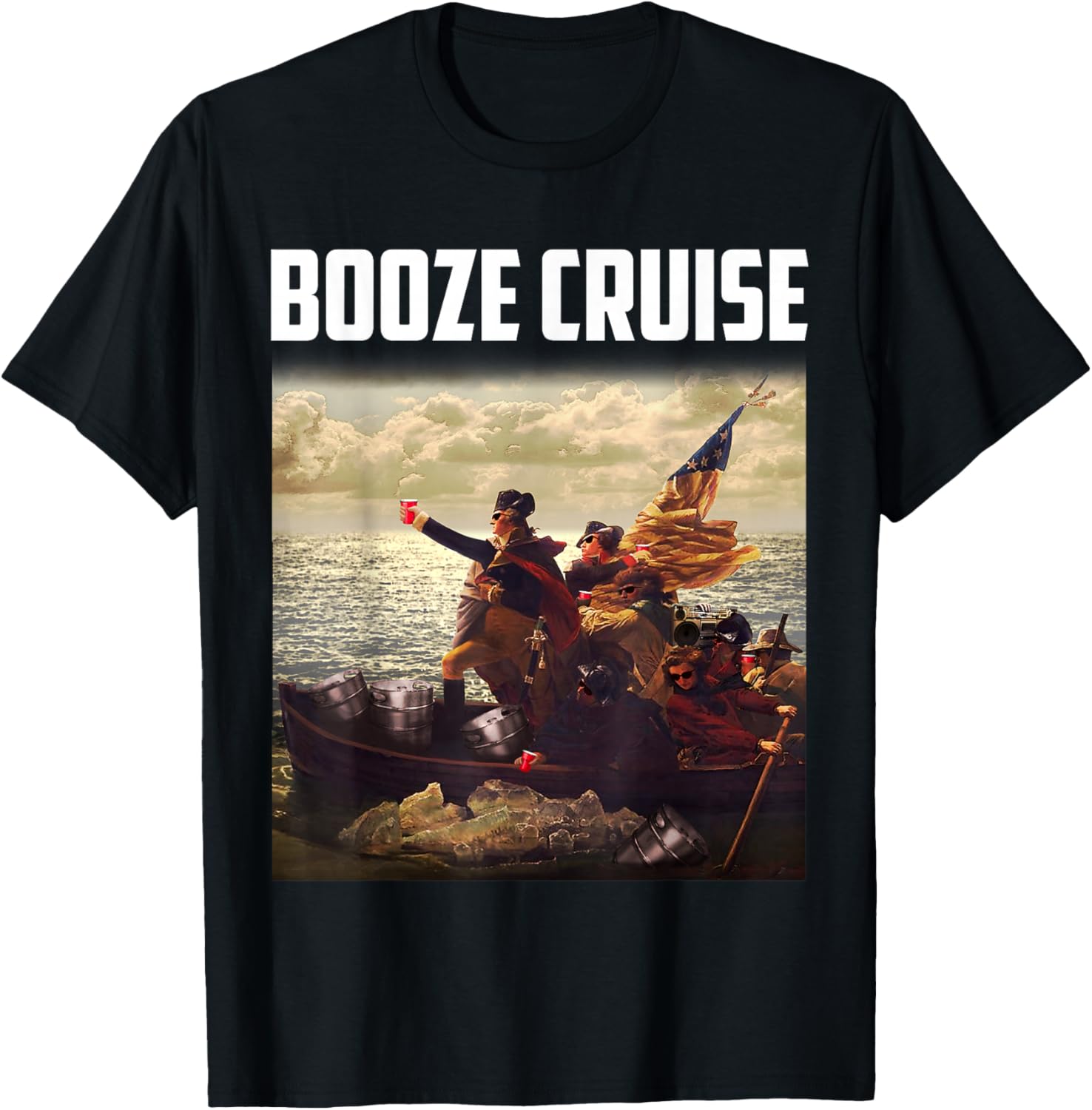 Booze Cruise funny historical T-shirt M