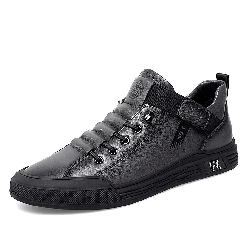 

Модная мужская повседневная обувь класса люкс, новые дизайнерские туфли из натуральной кожи, черные мужские кроссовки на шнуровке, высокое качество, для ходьбы, скейтбординга 44 серый