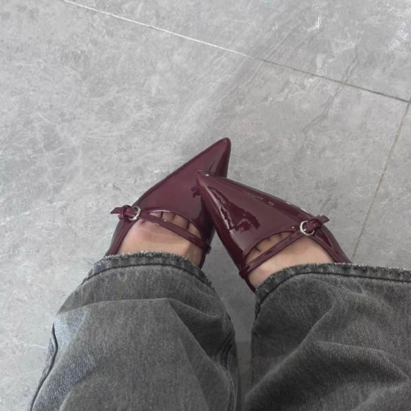 New Style Pointed Toe Buckle Strap Ladies Sandals Solid Shallow Sexy Party Slingbacks Summer High Heeled Shoes Woman