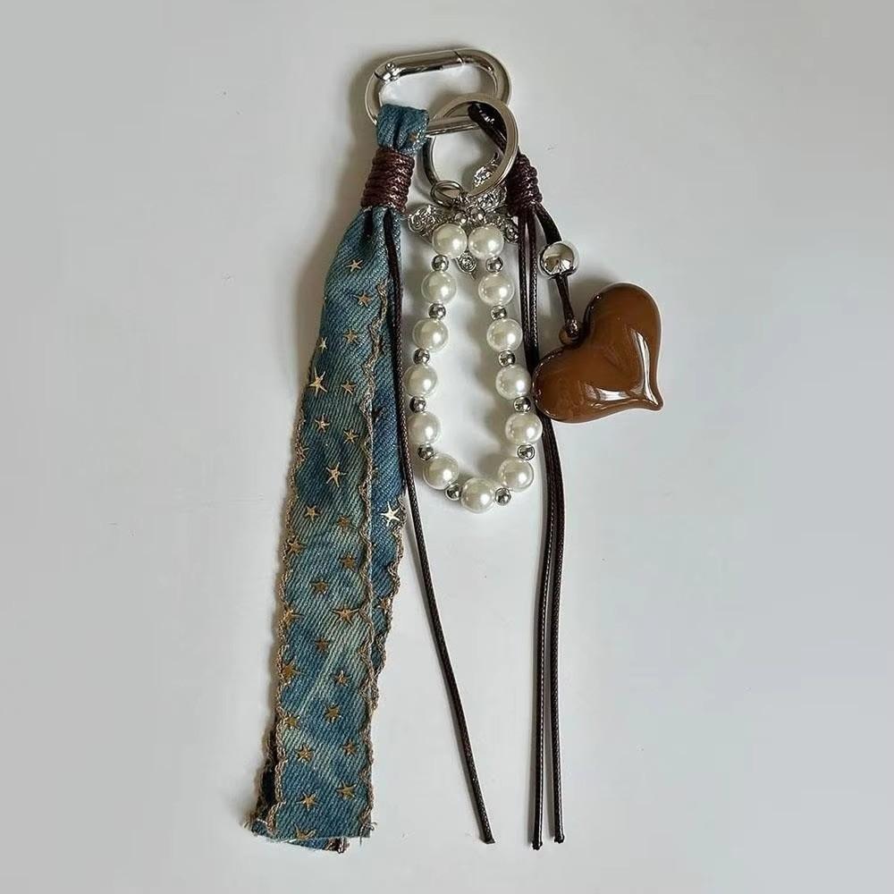 Cowboy Ribbon Bag Pendant Pearl Bag Charm New Love Heart Pendant Fashion Accessories