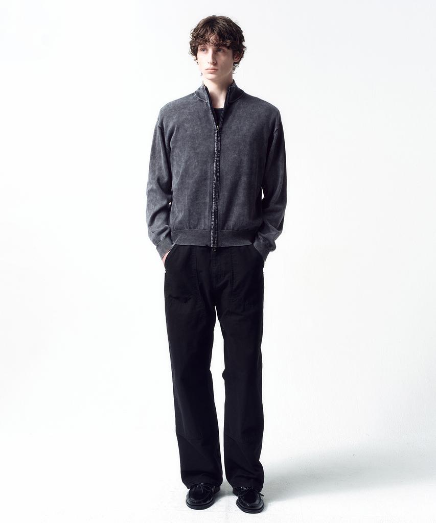 Insilence Stone Washed Knit Zip-Up Washed Grey
