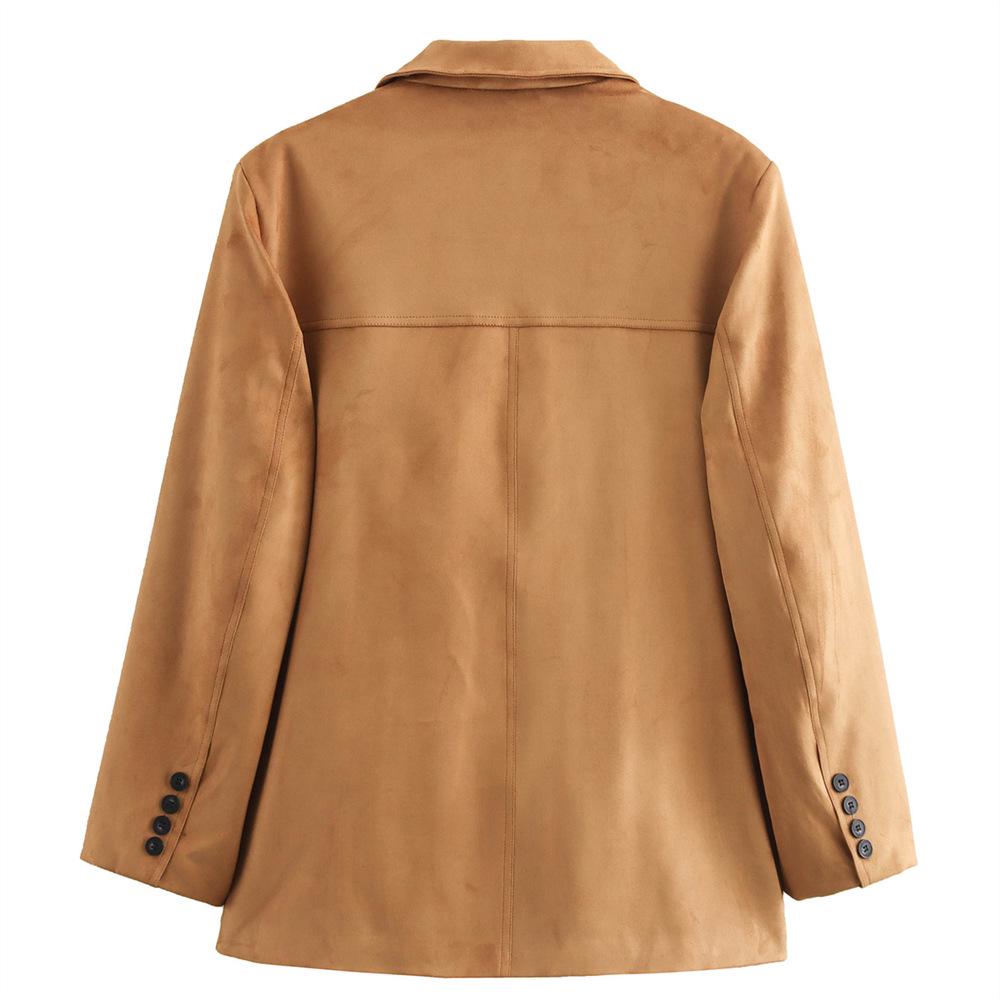 Women's Two-Color Suede Suit Jacket - Brown Mylar (Autumn/Winter 2024)