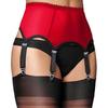 Women Goth Smooth Satin Garter Belt Black/White Suspender Belt With Six Straps For Thigh High Stockings Exotic Lingerie Clubwear
