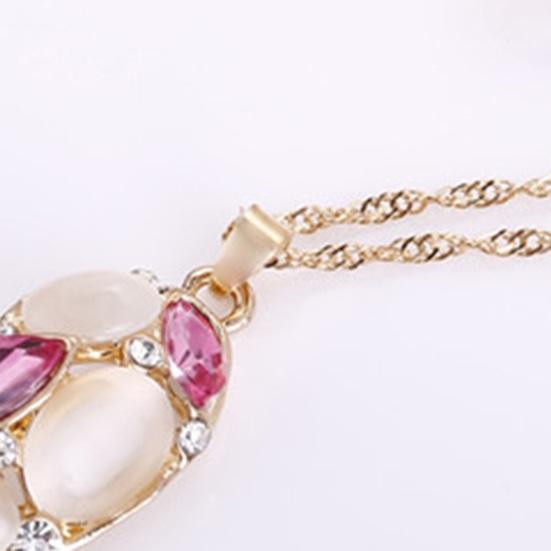 Ensemble de colliers et boucles d'oreilles ovales en fausse opale pour femmes, ensemble de luxe, pendentif, clous d'oreilles, strass brillants, décor élégant, 2 pièces/ensemble