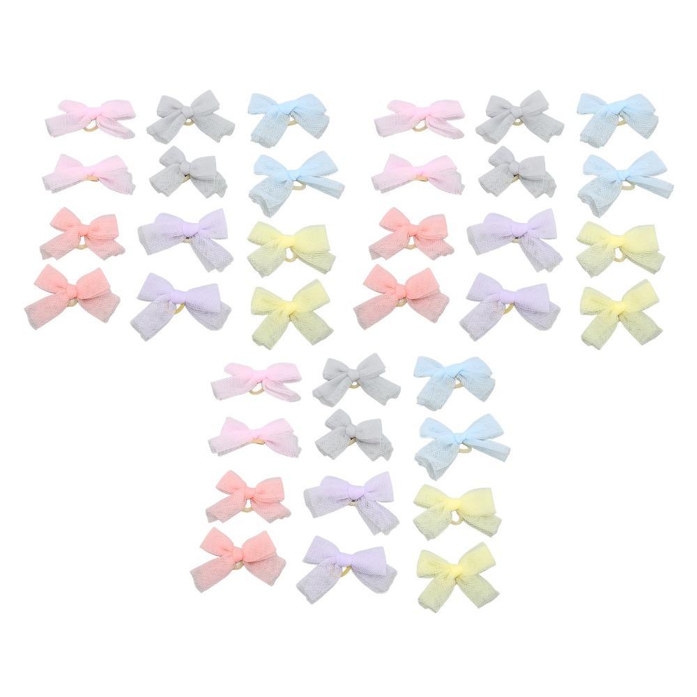 36PCS Sheer Fabric Pet Hair Bow Handmade Pet Hair Clip Sheer Bow Knot Daily Dressing