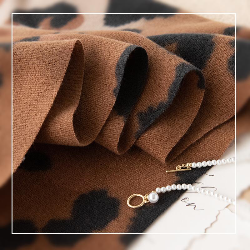 New Soft and Warm Faux Cashmere Leopard Print Fringed Scarf A High End Women's Scarf Shawl
