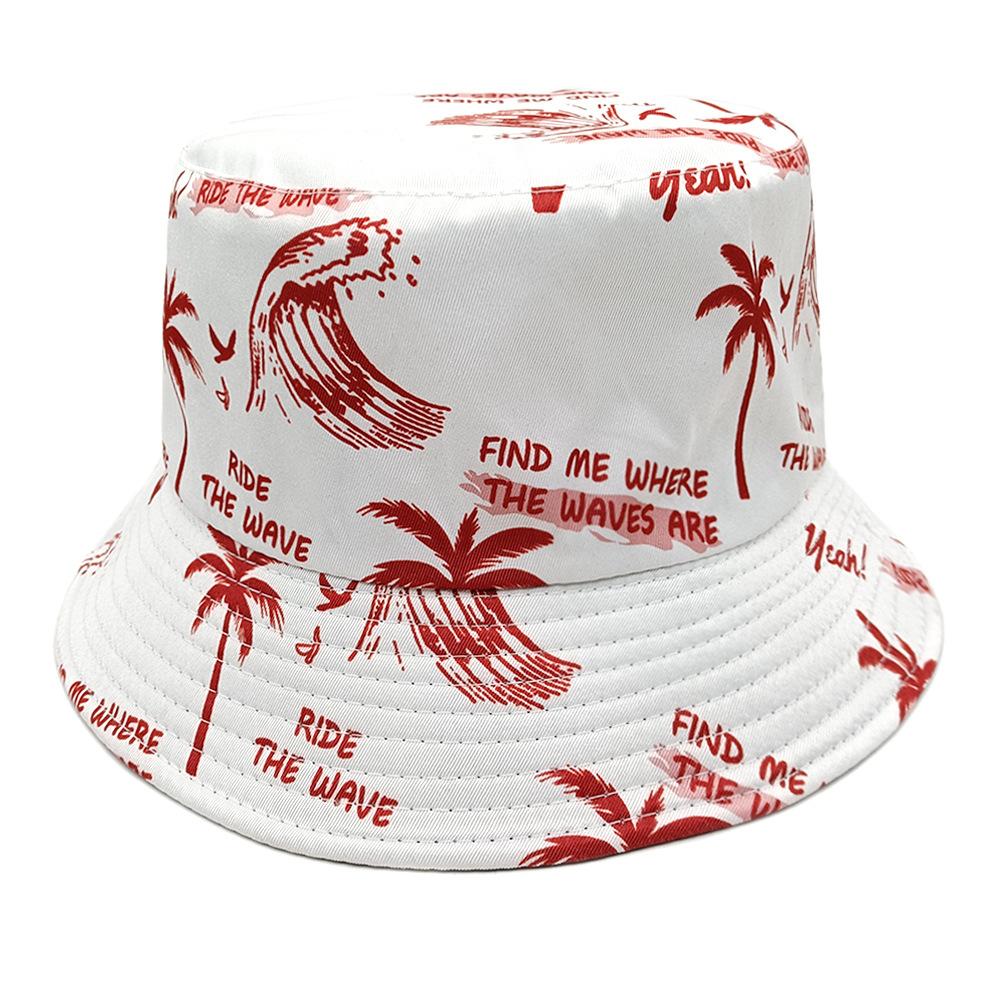 Summer Travel Coconut Tree Print Bucket Hat Unisex Fisherman Caps for Men Women Outdoor Beach Sunscreen Fashion Decorate Panama