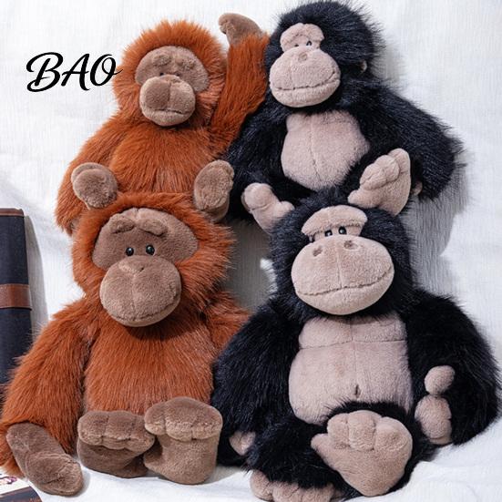 Orangutan Plush Toy Gorilla Doll, Realistic Stuffed Animal for Kids, Soft Fluffy Gift Lovers Plushie with Thick Long Fur, Home Decor Cuddly Haired Ape