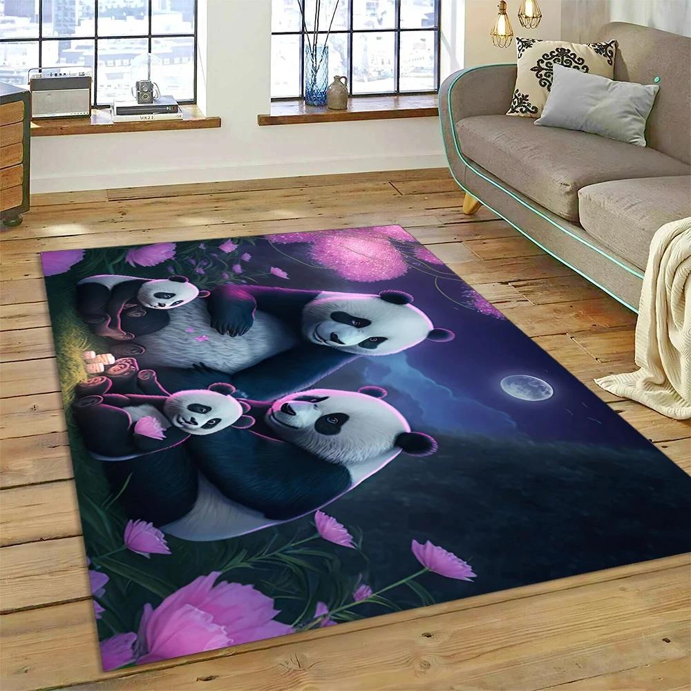 Uroczy dywan panda do sypialni, łazienki, salonu, dekoracja sofy, mata do raczkowania dla dziecka, miękki dywanik z kreskówkowym zwierzęciem, antypoślizgowa mata do zabawy