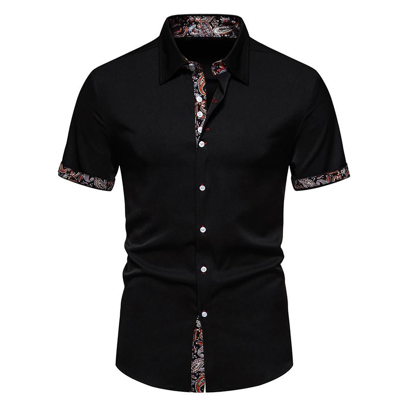 Pánská ležérní košile s krátkým rukávem Formální kostkovaná límcová košile Tide na knoflíky pro muže Polokošile Pánská slim fit trička