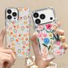 White Flower Pattern Case For iPhone 17 Pro Max iPhone 16 15 14 13 Pro Max 11 17e 16e Plating Lens Frame Clear Soft Silicone Back Cover