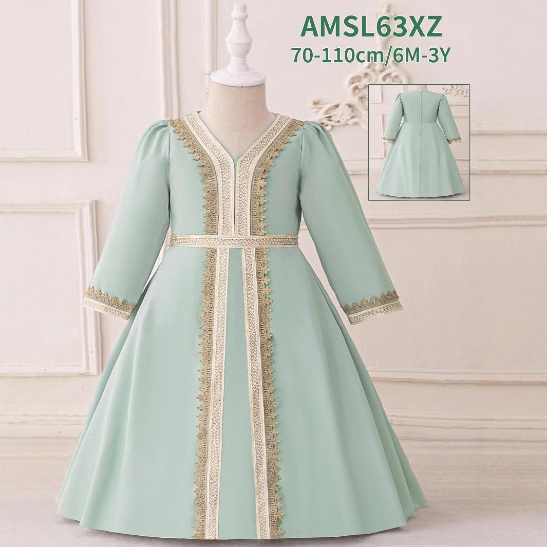 

Ближневосточное бальное платье с длинным рукавом для малышки белого цвета 110cm/2-3 Years светло-зеленый
