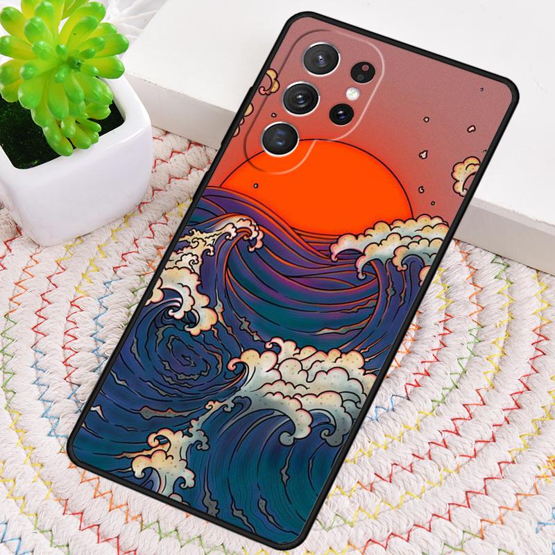 Japanese Wave Art Silicone Phone Case For Samsung Galaxy Note 10 Pro S26 S25 S24 S23 S22 S21 Plus S25Ultra Capa Cover