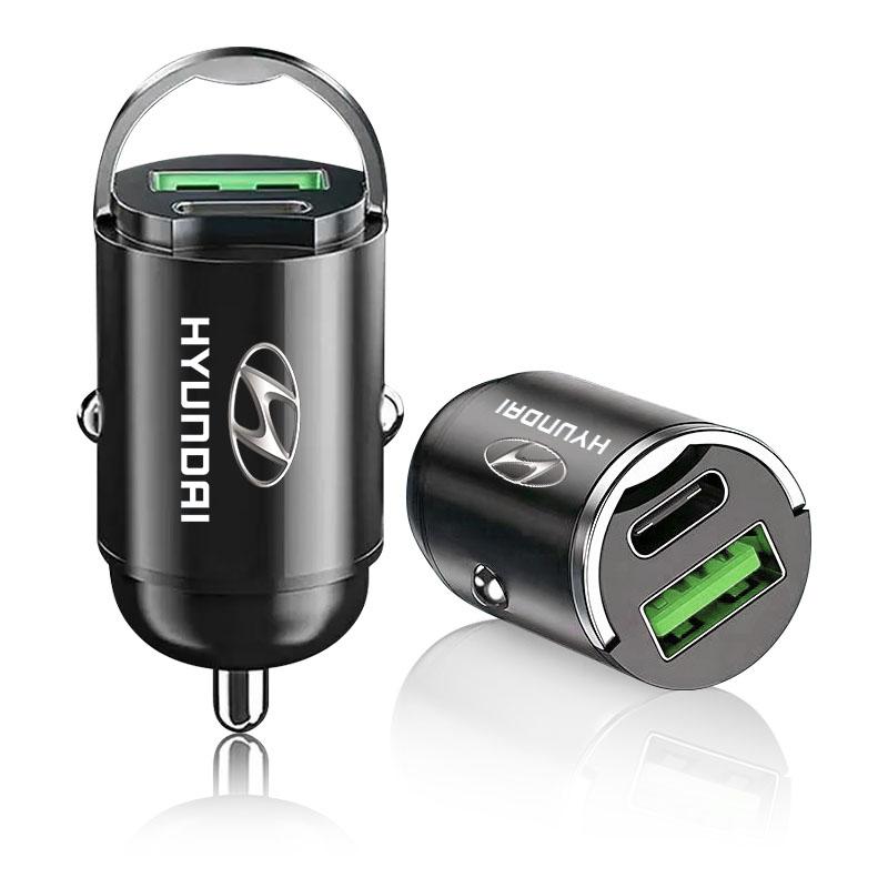1Pcs Car Charger USB Type-C Fast Charging Adapter Car Accessories For Hyundai Santa Fe Sonata Solaris Azera Creta I30 Ix25 IX35 Tucson