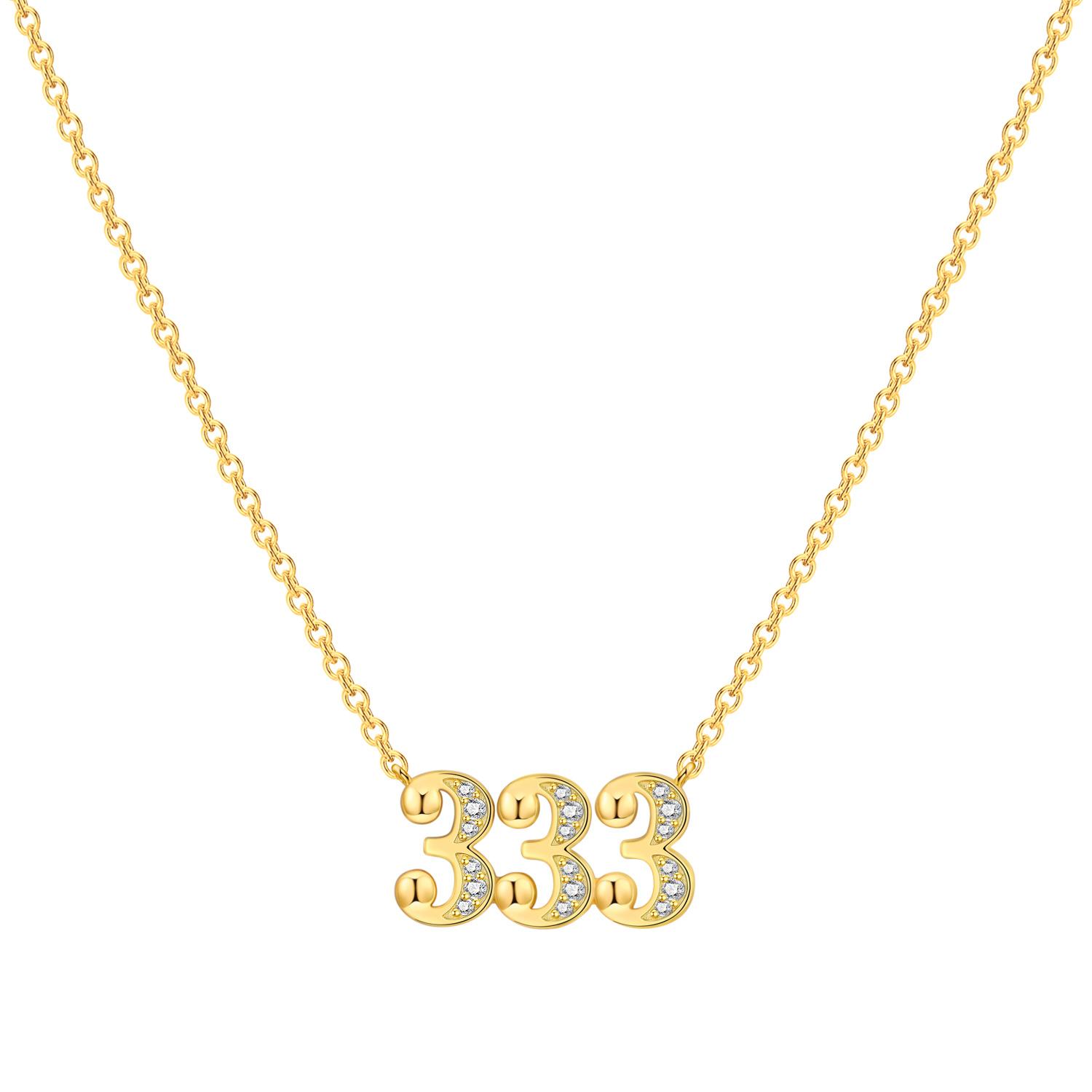 Оригинальное 18-каратное золото 222 333 444 777 Счастливый Номер Кулон Ожерелье для Женщин День Рождения 925 Серебро Ювелирные Изделия Подарки Ангел