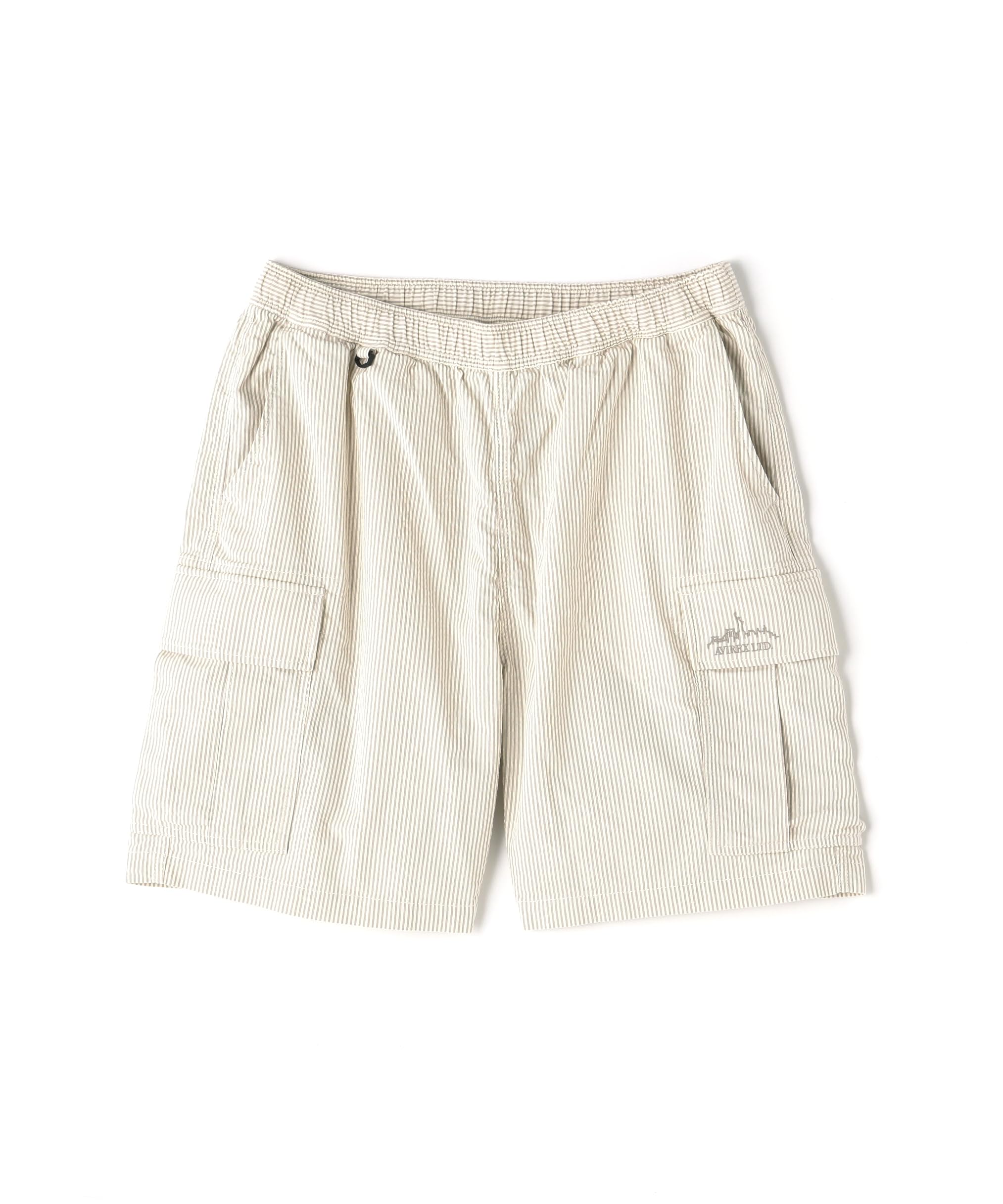 AVIREX SUCKER STRIPE VACATION CARGO SHORTS M 023 light gray 783-4113004