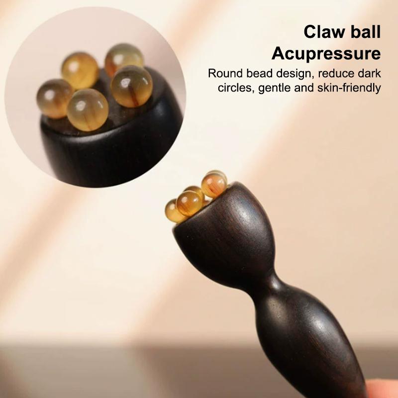 Facial Massager Point Massage Stick Calabash Shaped Brass Skincare Sandalwood Gua Sha Tool For Face And Eye Area