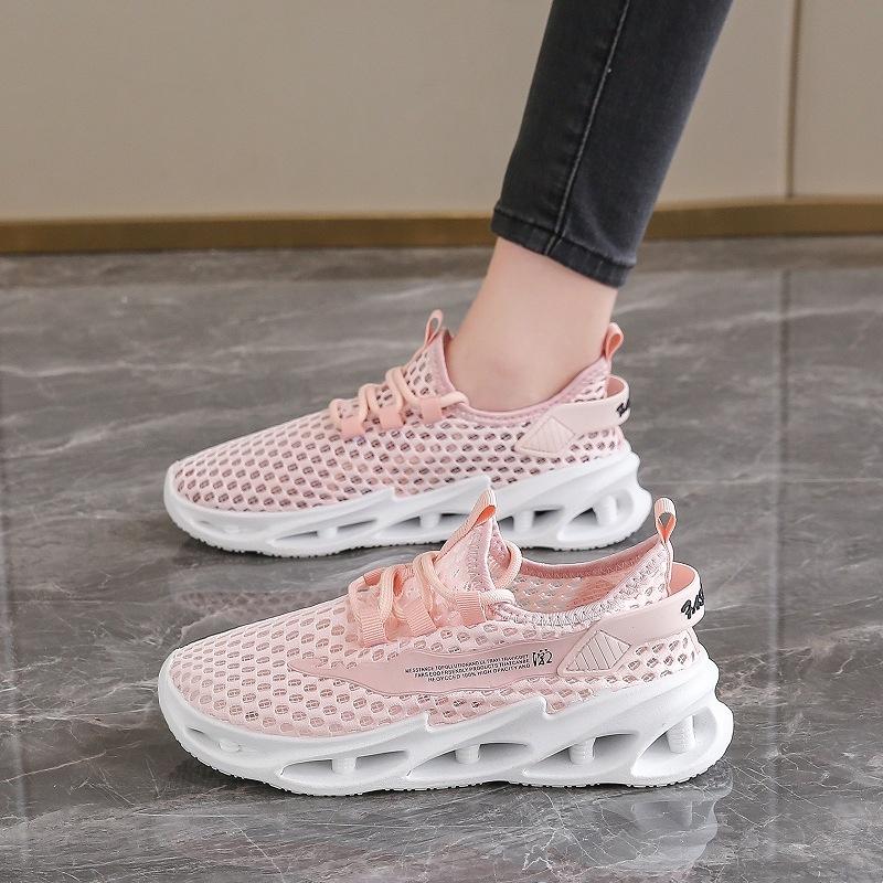 Men's Shoes Summer Sports Breathable Mesh Hollowed Casual Shoes Men's Heightening Shock Absorption Single Mesh Thin Running Tide Shoes