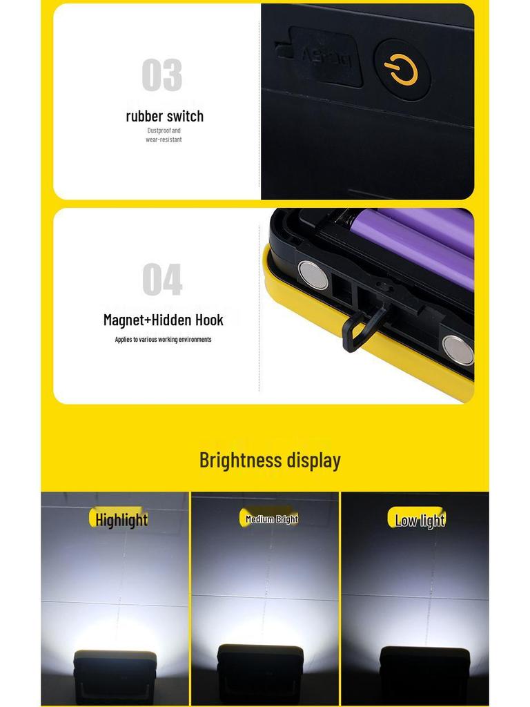 Rechargeable Magnetic LED Work Light - Outdoor Multifunctional Emergency & Auto Repair Lighting