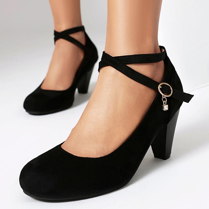 Elegant Red Black High Heel Women's Pumps Mary Janes Shoes 2025 Big size 46 Fashion Party Office Wedding Shoes Lady Comfortable