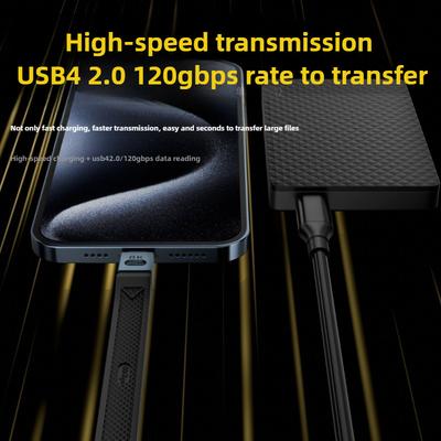 Short Cable for Thunderbolt5 Full-function Data Cable USBC To USB C Fast Charging PD 240W 8K 120Gbps USB4 2.0 Cable for Mac Mini