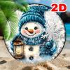 8INCH Round Snowman Metal Sign Pre Drilled Waterproof Holiday Wall Art For Home Coffee Shop