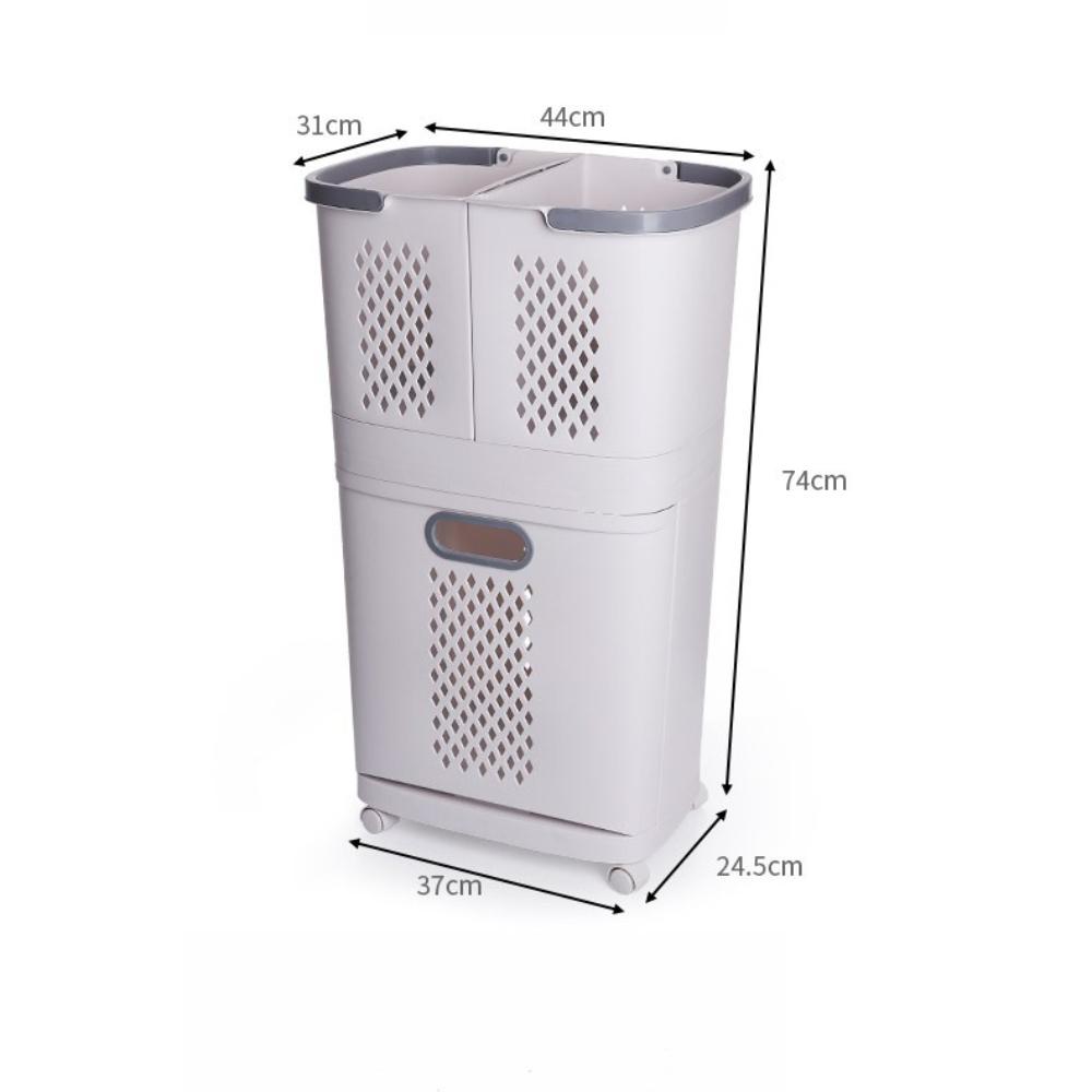 Plastics Laundry Basket Bathroom Dirty Clothe Basket with Wheel Household Multi-Layer Laundry Baskets for Storing Dirty Clothes