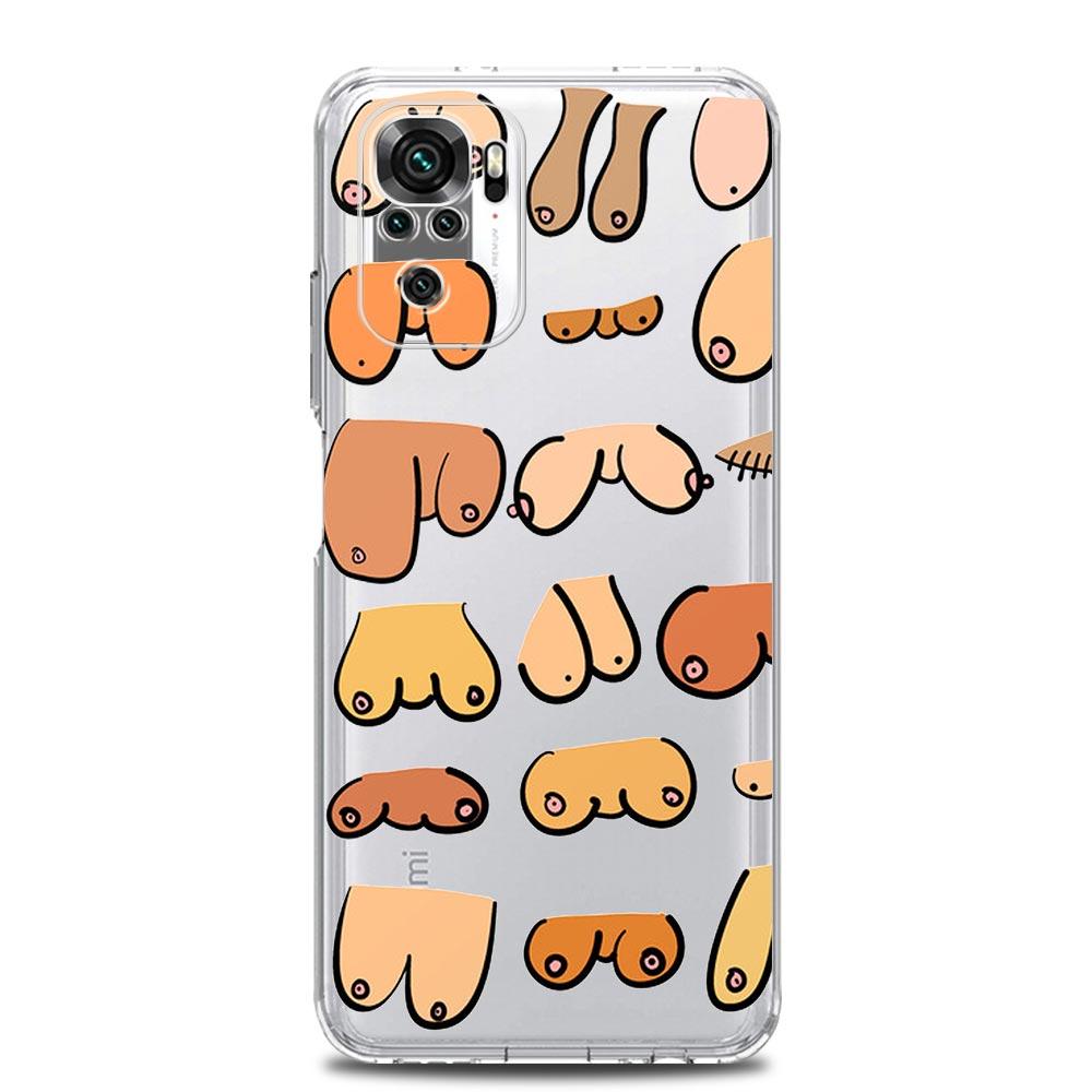 Titten Kunstdruck Soft Clear Handyhülle für Xiaomi Redmi Hinweis 12 10C 10 11 9 8 Pro Plus 9S 7 8T 9T 9A 8A 9C K50 K40 Gaming Cover