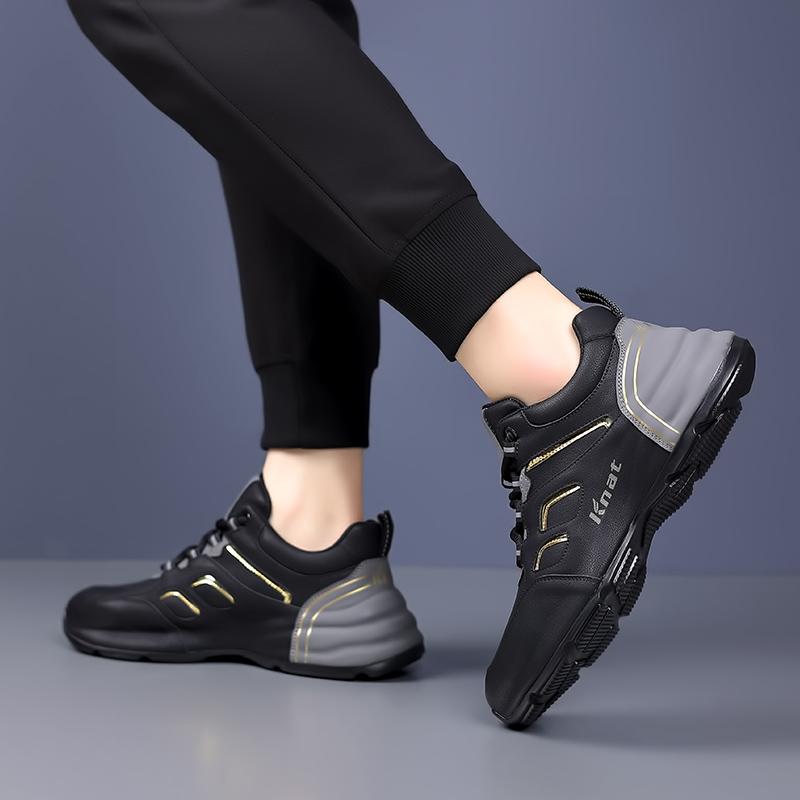 New Classic Genuine Leather Cowhide Mens Shoes Thick Soled Interior Height Increasing Casual Shoes for Youth Soled Sports Shoes