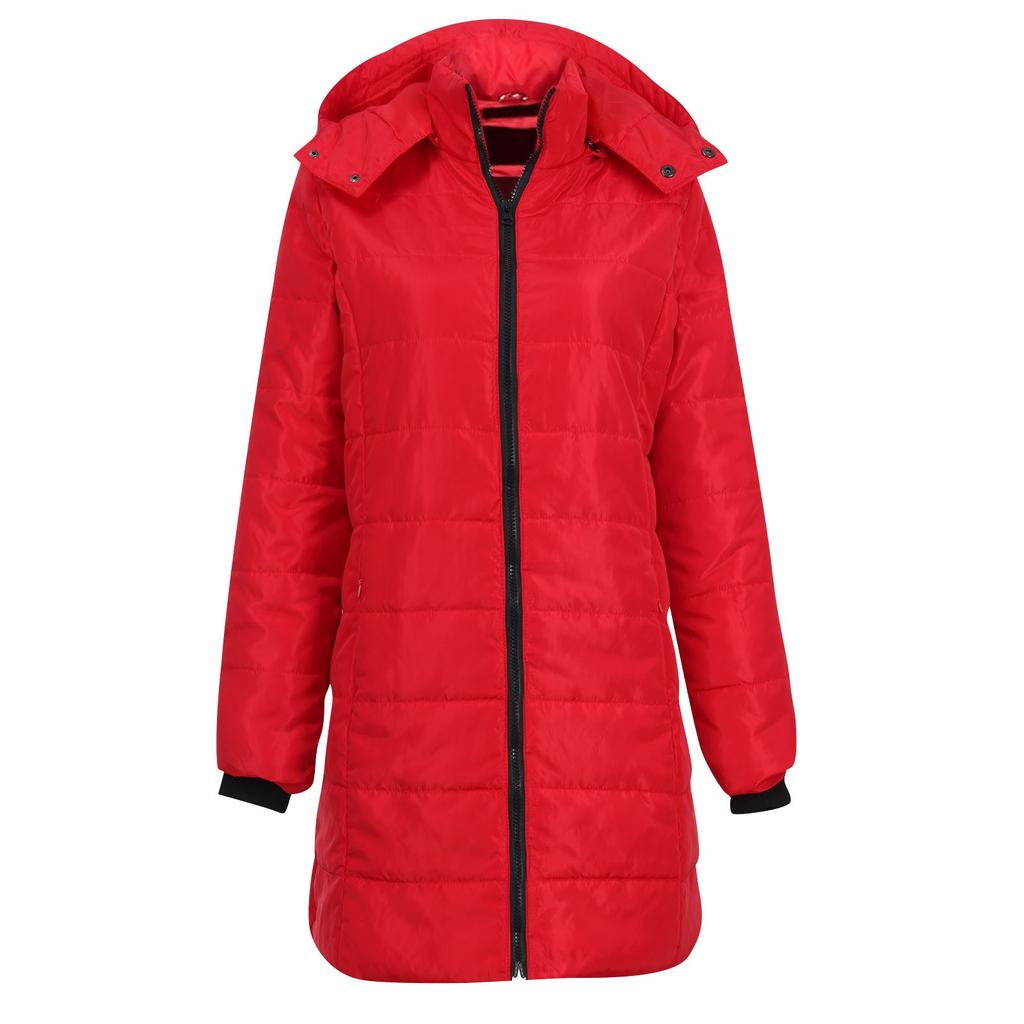 Dámské bavlnou vycpané oblečení středně dlouhé jednobarevné s kapucí hřejivé bavlněné sako vesta péřová bavlněná bunda