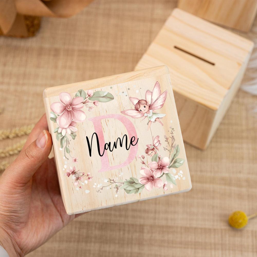Personalized Money Box Flower Letter with Name Kids Money Boxes Coin Collection Case Child Birthday Baptism Shower Gift