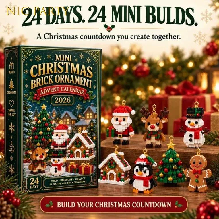 2026 3D Advent Calendar Cute Christmas Brick Ornament 24 Days Christmas Countdown Building Blocks Kit Christmas Xmas Decoration