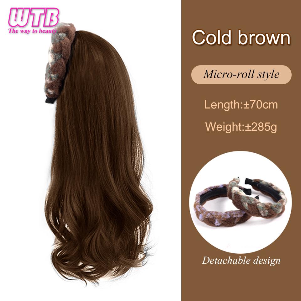 

Женский синтетический парик WTB, длинные волосы, слегка завитая лента для волос, интегрированный натуральный реалистичный женский парик