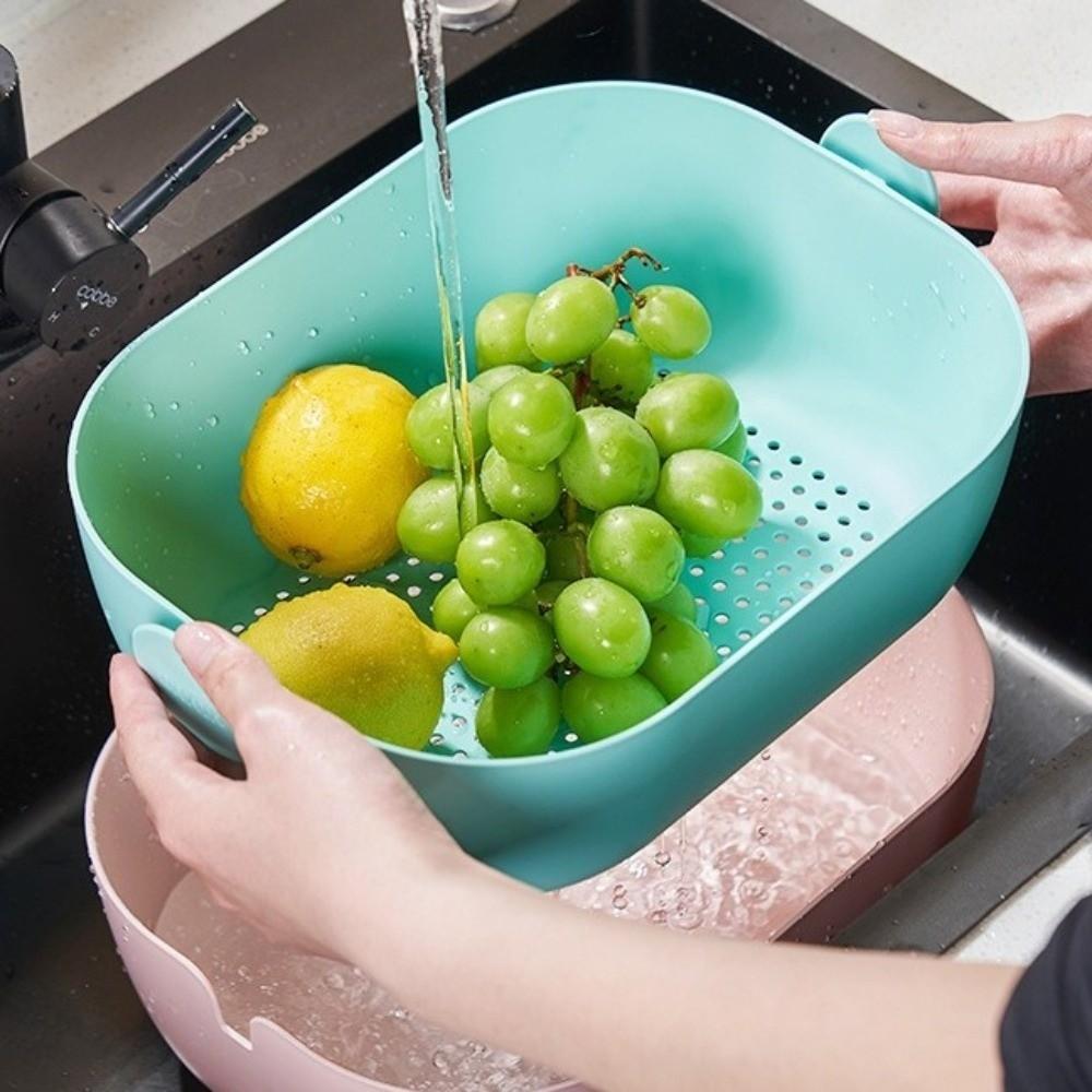 Plastic Fruit Cleaning Basket Large Capacity Vegetable Basket Drainage Basket  Vegetable Washing