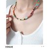 Boho Style Handmade Natural Stone Beaded Necklace Women Geometric Rainbow Pendant Minimalist Fashion Jewelry