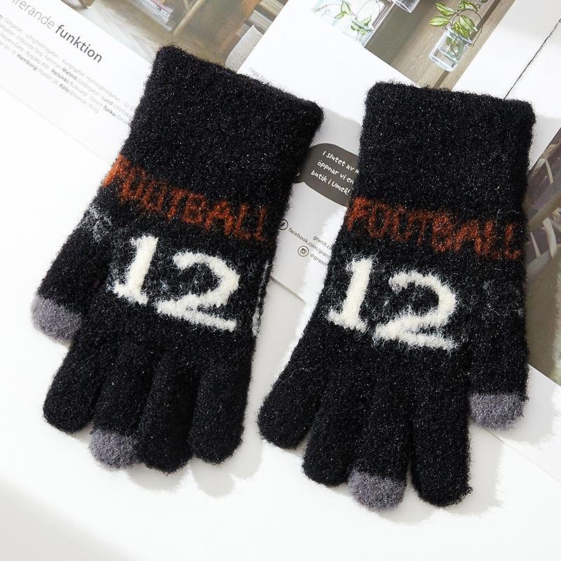 - Years old~ Middle-aged and older children's winter new children's thermal knitted gloves Boys and boys Elementary school students Digital jacquard